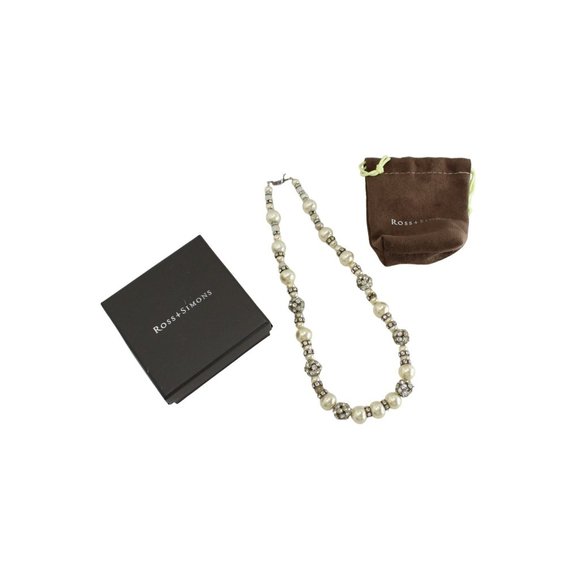 Ross & Simons Necklace Strand Faux Pearls Crystal Beaded Sterling Clasp 77389 - Picture 1 of 4